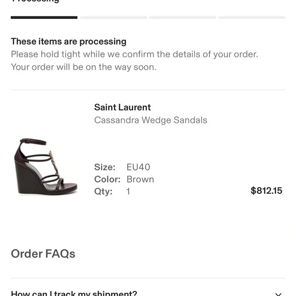 Saint Laurent Dark Brown Heels with Gold Logo - Picture 6 of 6